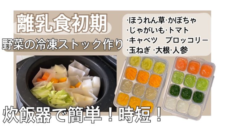 【離乳食初期】炊飯器で簡単！時短！野菜の冷凍ストック作り🥕【生後5ヶ月】【生後6ヶ月】