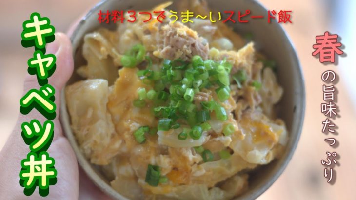 〔簡単レシピ〕材料３つでまんぷくキャベツ丼／春野菜／ツナ缶／スピード飯