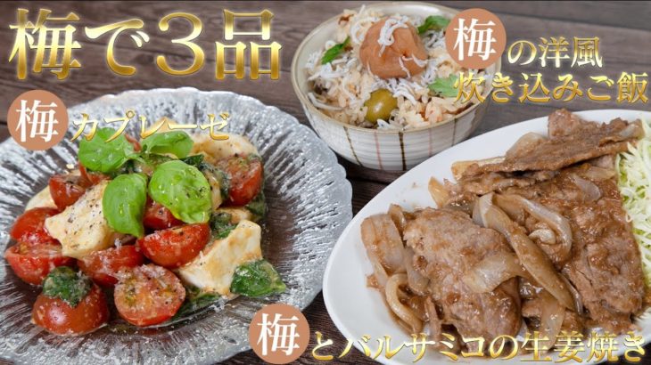 １時間で３品！疲労防止＆回復で免疫力アップ！絶品梅干しイタリアン。カプレーゼ、生姜焼き、炊き込みご飯【 料理レシピ 】