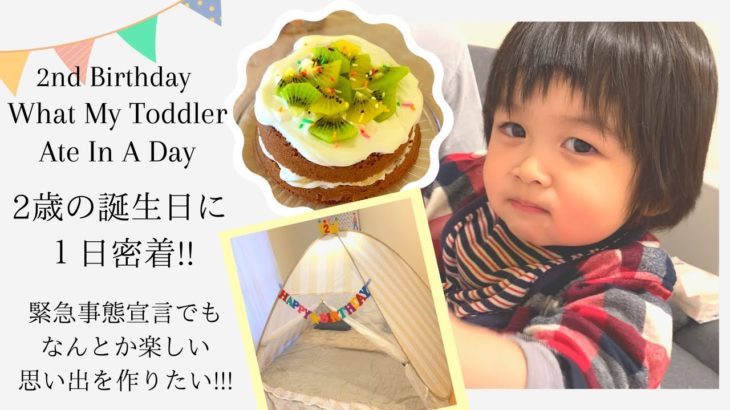 【人生初のサプライズあり!?】2歳の誕生日に密着！プレゼント開封＆１日のご飯も紹介♪What my toddler ate on his 2nd birthday! Present opening