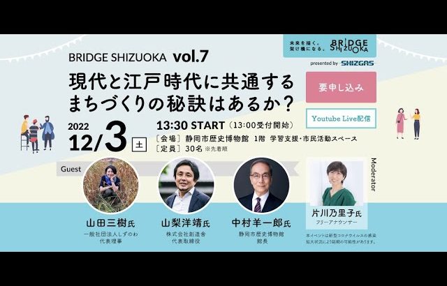 現代と江戸時代に共通するまちづくりの秘訣はあるか？ーBRIDGE SHIZUOKA vol.7