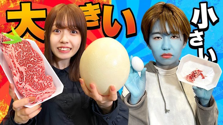 【対決】巨大〇〇が登場！？大きいVS小さいチャレンジやってみた！【早食い】