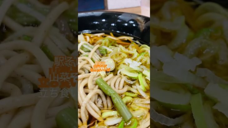 池袋駅そば　大江戸そば　山菜そばネギ多め　ほっとした。満足