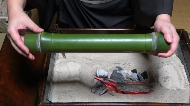 かっぽ鶏-Chicken dish using green bamboo-【Japanese food 江戸長火鉢】