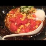 トマト冷麺と牛スジ担担麺(萬福飯店 石原店)／スイスカフェ