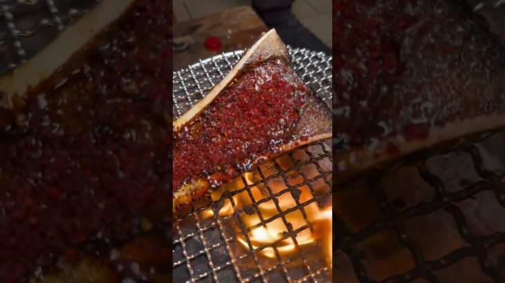 【七輪】牛の骨髄がうますぎる！　#食テロ #asmr #bovine marrow #炭火焼き