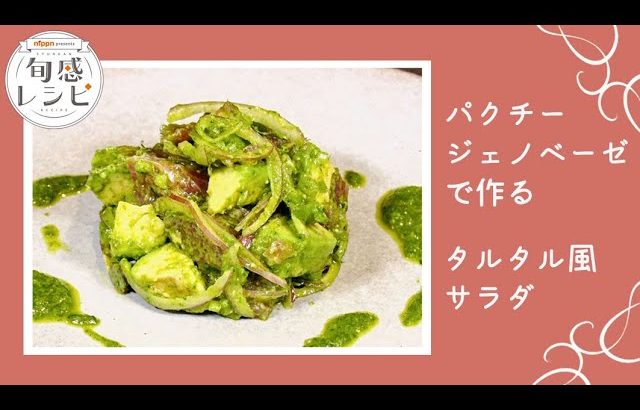 万能パクチージェノベーゼで簡単！カツオとアボカドのパクチーサラダ｜旬感レシピ